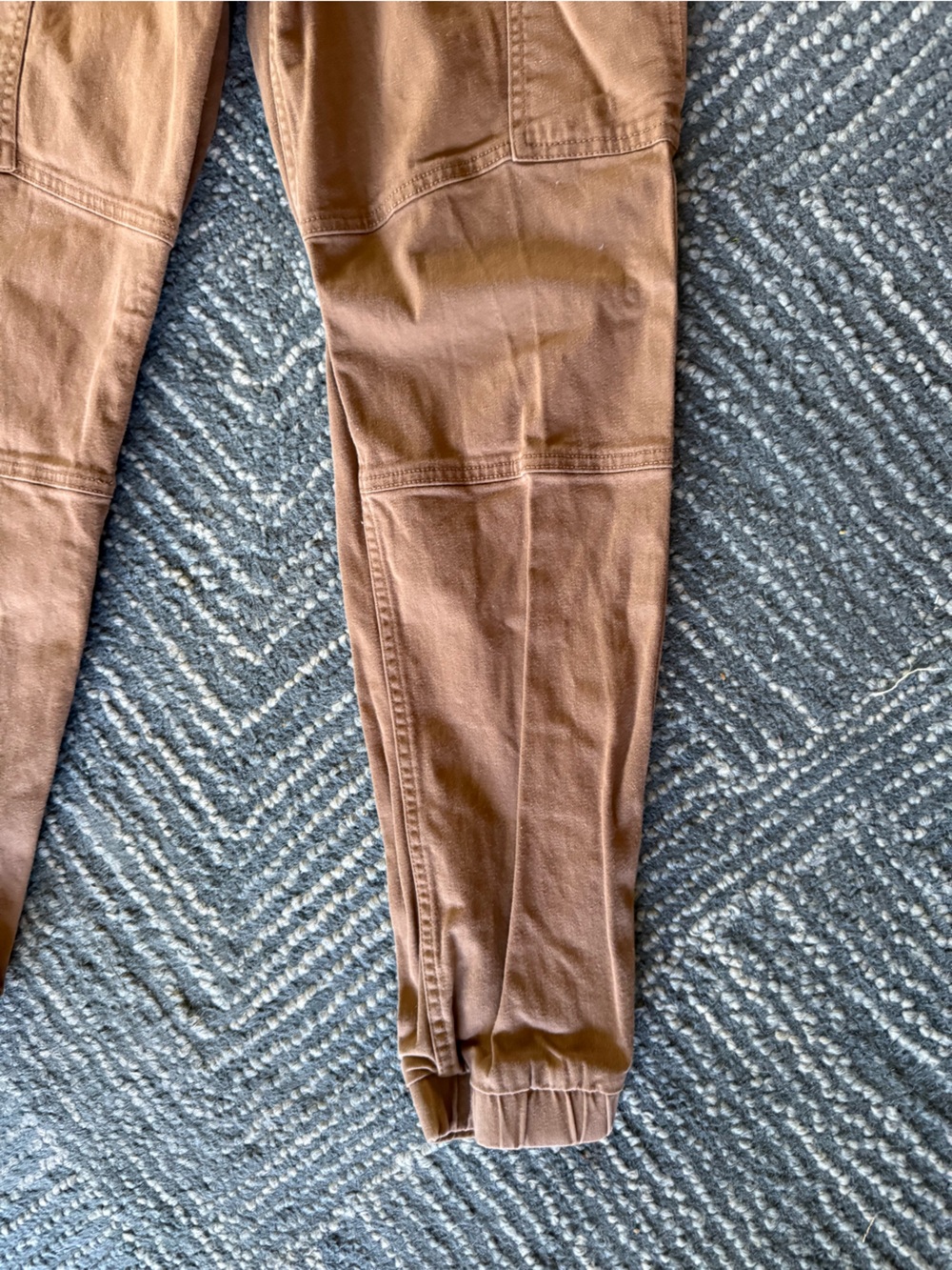 Men's Brown Cargo Jogger Pants - Elastic Waist - Picture 4 of 6